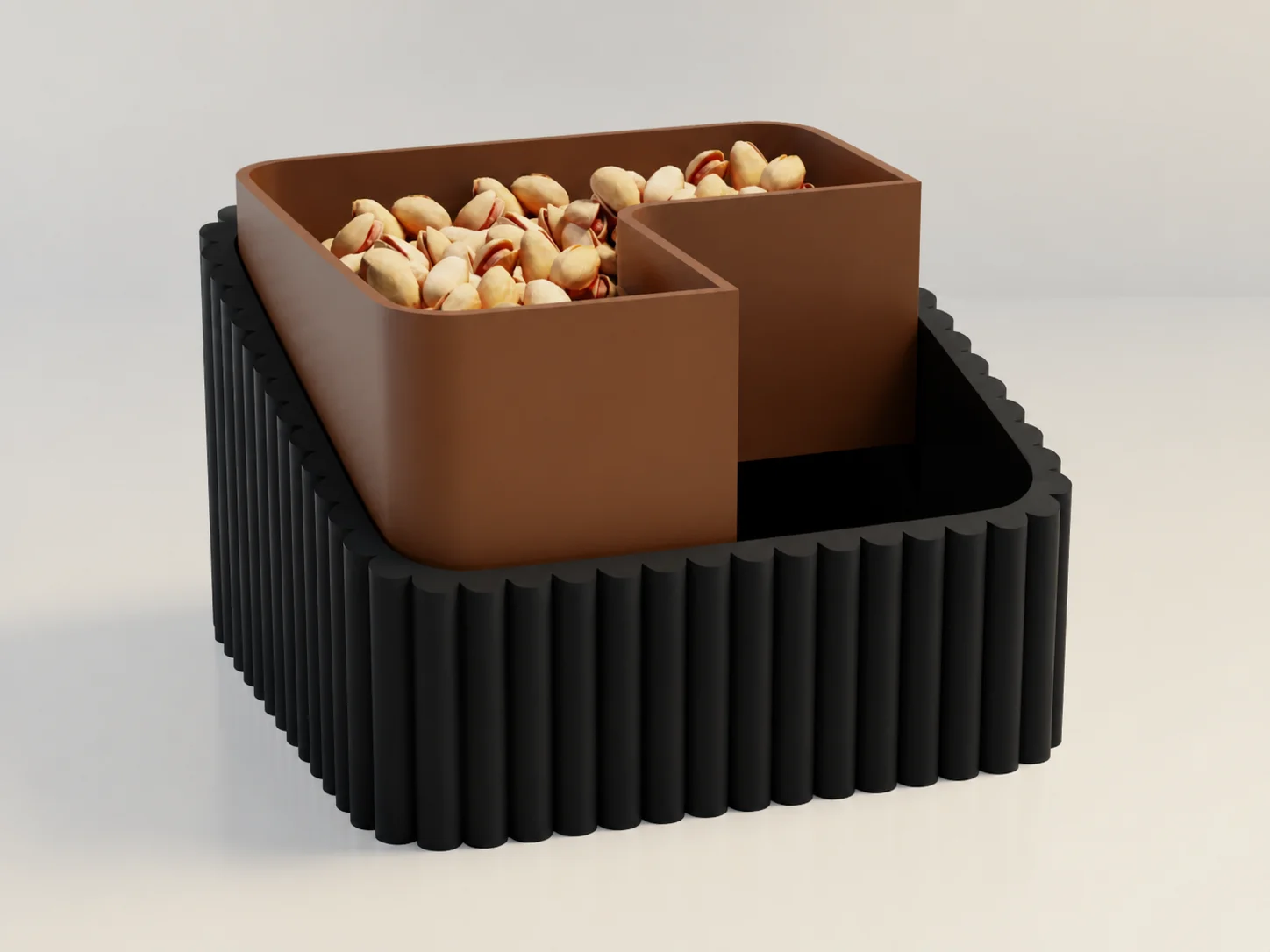 3D Baskı Fıstık Kasesi - Çift Hazneli Kabuk Ayırıcı Sunum Kasesi - Siyah Kahverengi 3D Baskı Fıstık Kasesi - Çift Hazneli Kabuk Ayırıcı Sunum Kasesi - Siyah Kahverengi