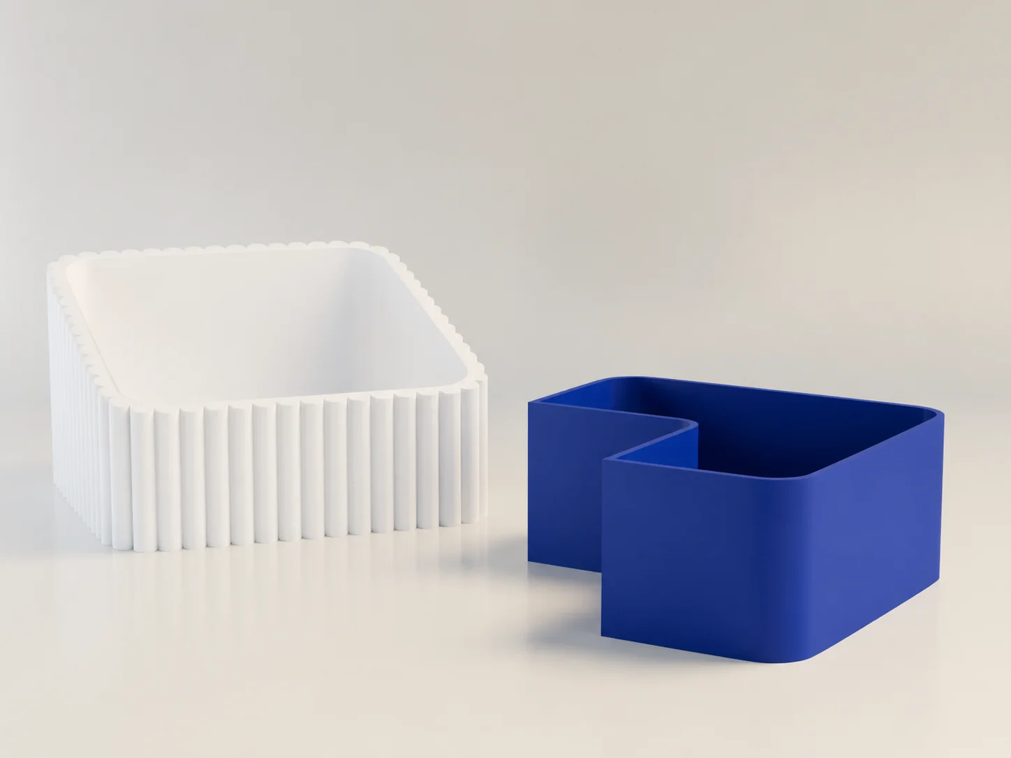3D Baskı Fıstık Kasesi - Çift Hazneli Kabuk Ayırıcı Sunum Kasesi - Beyaz Mavi