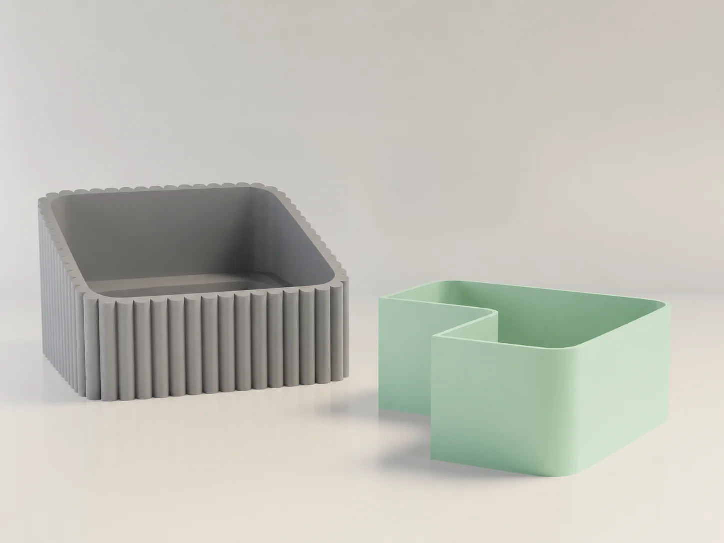 3D Baskı Fıstık Kasesi - Çift Hazneli Kabuk Ayırıcı Sunum Kasesi - Gri Mint