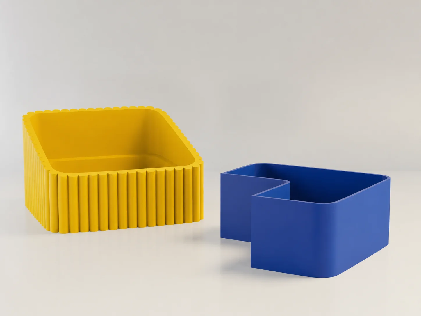 3D Baskı Fıstık Kasesi - Çift Hazneli Kabuk Ayırıcı Sunum Kasesi - Sarı Mavi