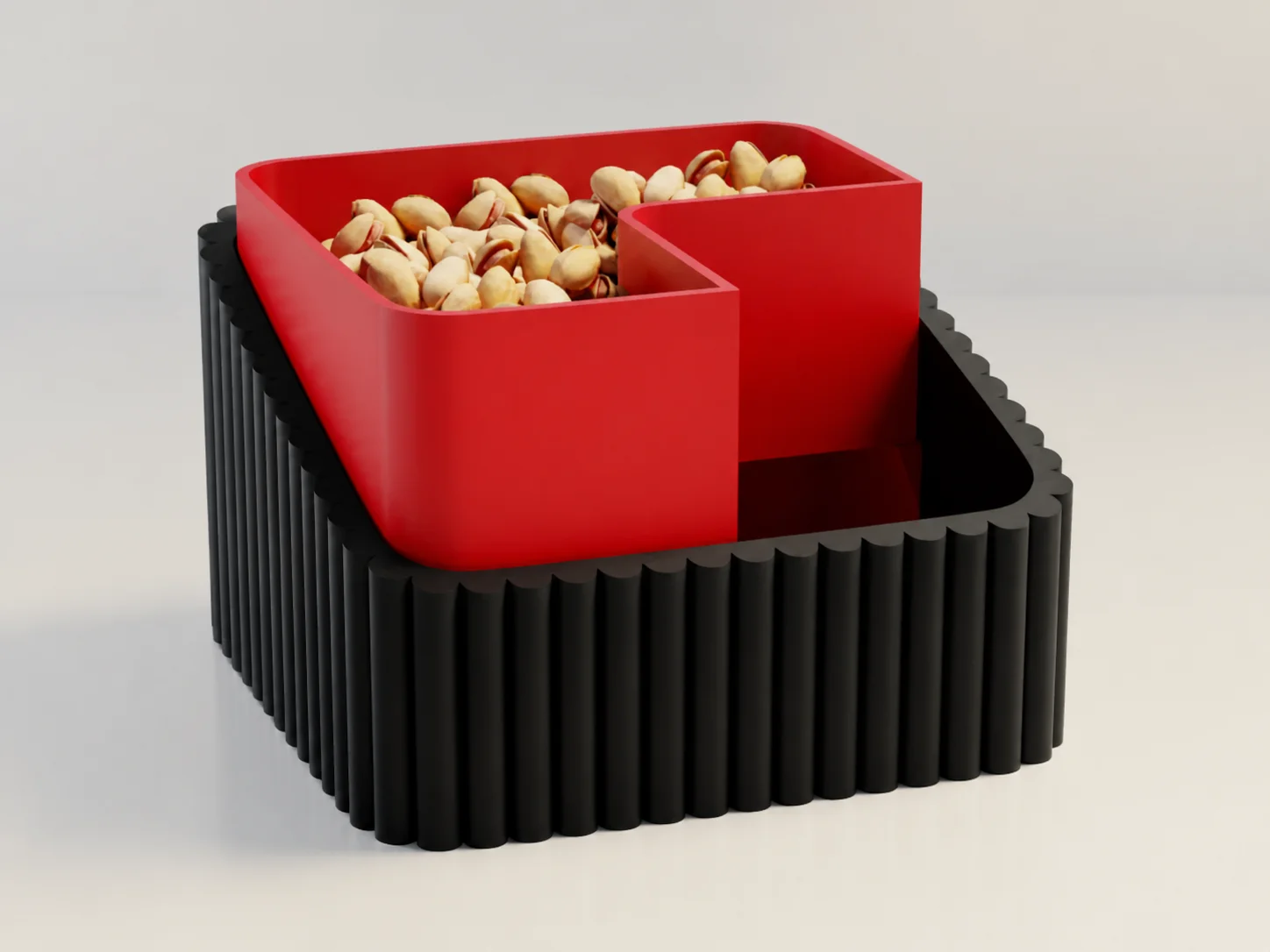 3D Baskı Fıstık Kasesi - Çift Hazneli Kabuk Ayırıcı Sunum Kasesi - Siyah Kırmızı 3D Baskı Fıstık Kasesi - Çift Hazneli Kabuk Ayırıcı Sunum Kasesi - Siyah Kırmızı