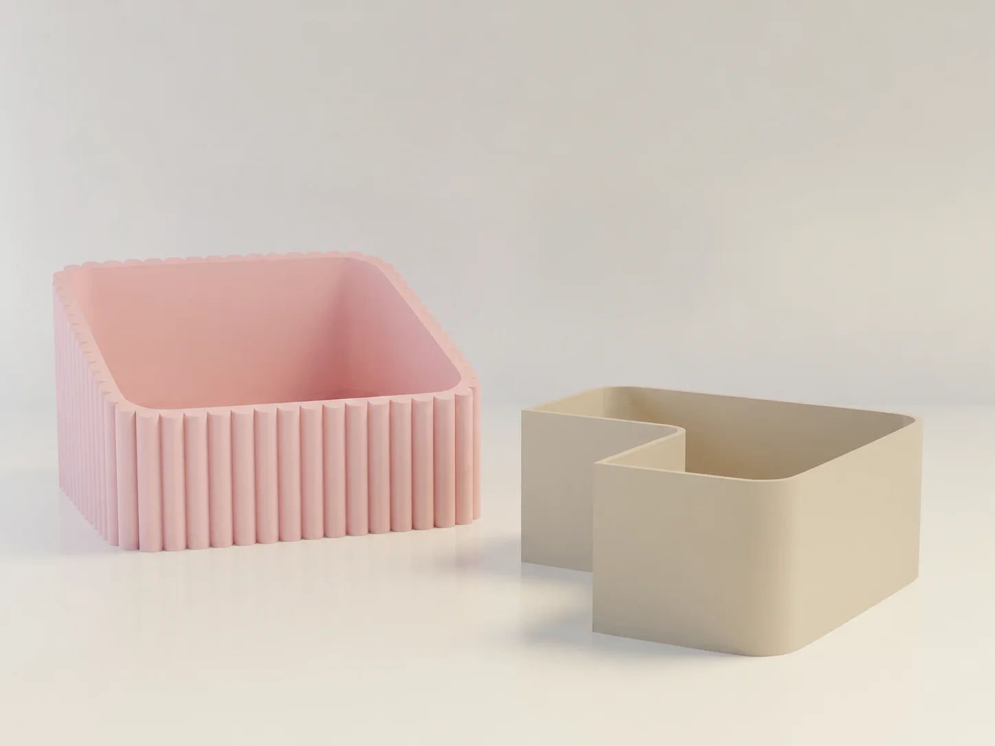 3D Baskı Fıstık Kasesi - Çift Hazneli Kabuk Ayırıcı Sunum Kasesi - Pembe Bej