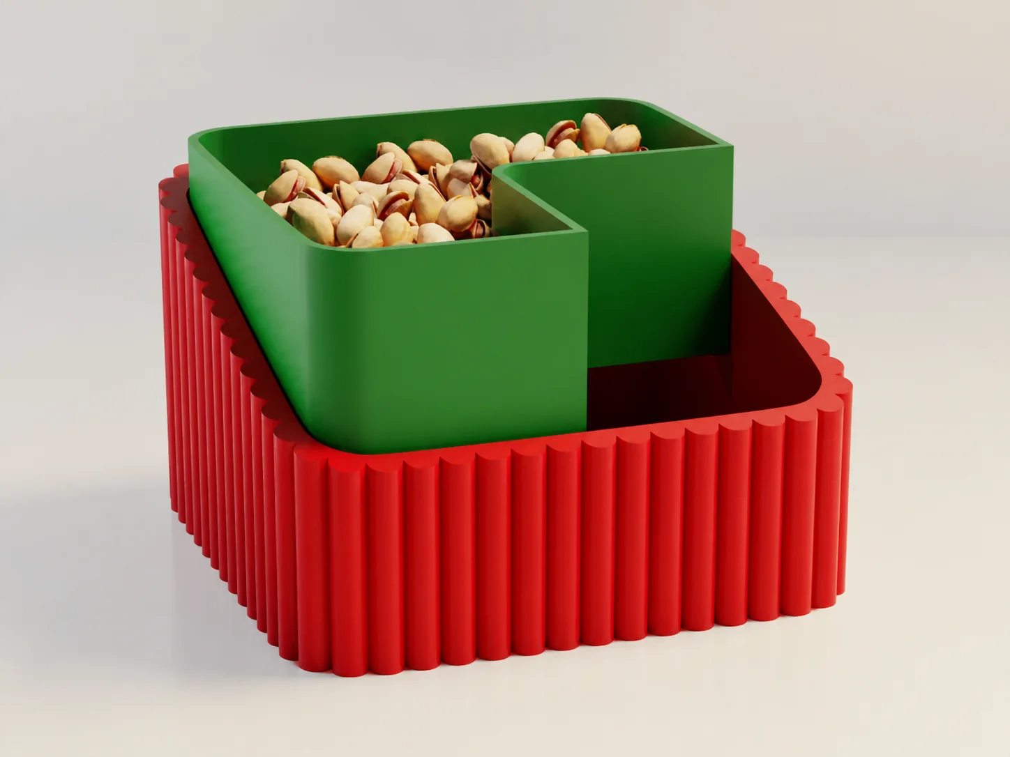 3D Baskı Fıstık Kasesi - Çift Hazneli Kabuk Ayırıcı Sunum Kasesi - Kırmızı Yeşil 3D Baskı Fıstık Kasesi - Çift Hazneli Kabuk Ayırıcı Sunum Kasesi - Kırmızı Yeşil