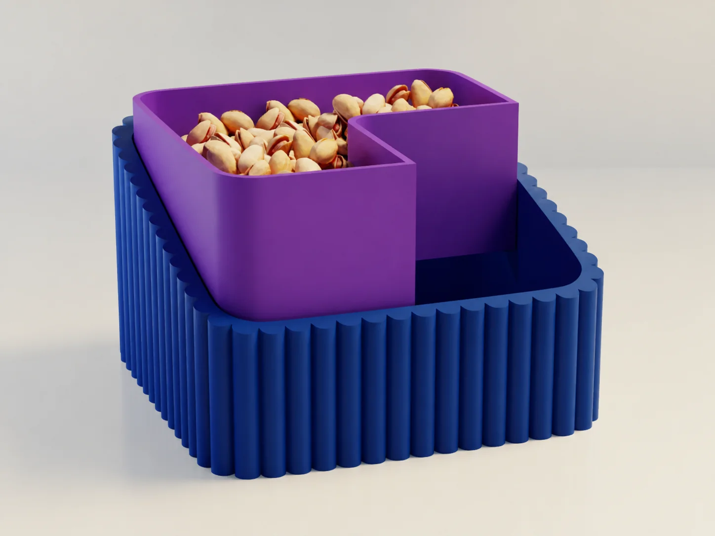 3D Baskı Fıstık Kasesi - Çift Hazneli Kabuk Ayırıcı Sunum Kasesi - Mavi Mor 3D Baskı Fıstık Kasesi - Çift Hazneli Kabuk Ayırıcı Sunum Kasesi - Mavi Mor