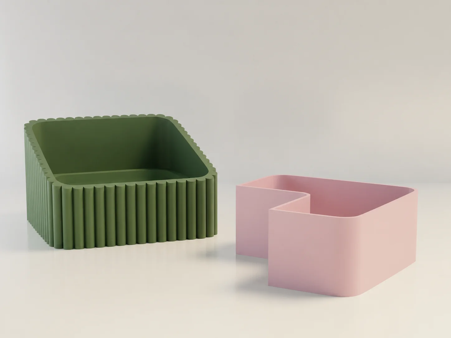 3D Baskı Fıstık Kasesi - Çift Hazneli Kabuk Ayırıcı Sunum Kasesi - Yeşil Pembe