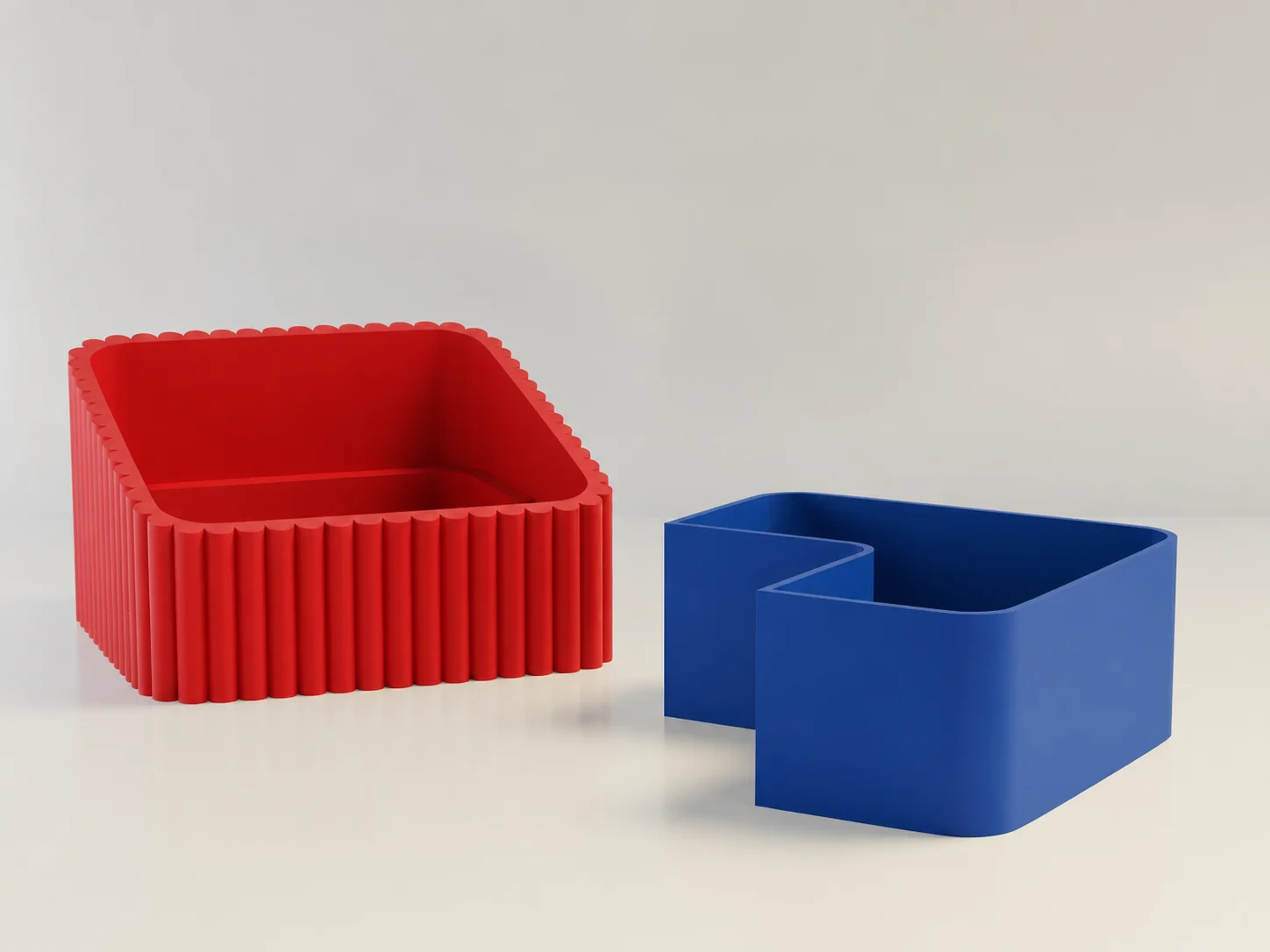3D Baskı Fıstık Kasesi - Çift Hazneli Kabuk Ayırıcı Sunum Kasesi - Kırmızı Mavi