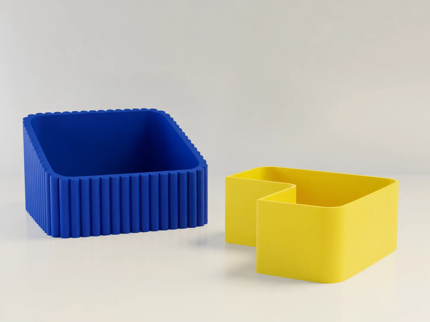3D Baskı Fıstık Kasesi - Çift Hazneli Kabuk Ayırıcı Sunum Kasesi - Mavi Sarı