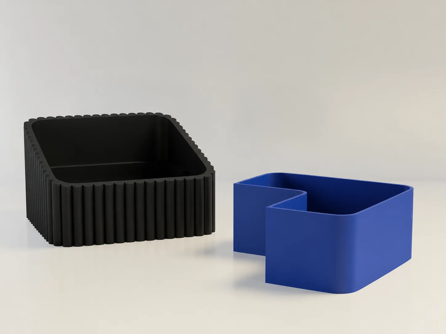 3D Baskı Fıstık Kasesi - Çift Hazneli Kabuk Ayırıcı Sunum Kasesi - Siyah Mavi
