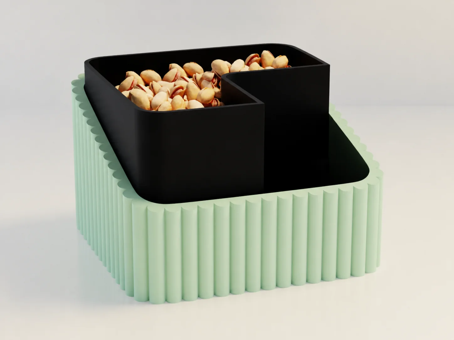 3D Baskı Fıstık Kasesi - Çift Hazneli Kabuk Ayırıcı Sunum Kasesi - Mint Siyah 3D Baskı Fıstık Kasesi - Çift Hazneli Kabuk Ayırıcı Sunum Kasesi - Mint Siyah