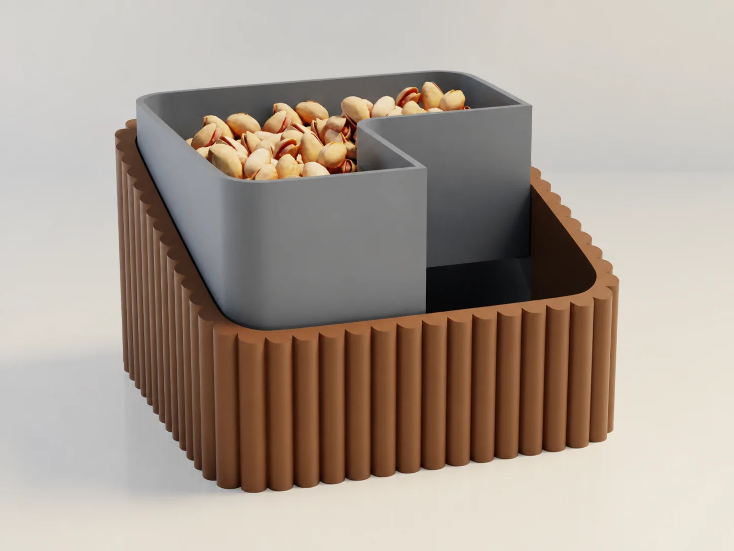 3D Baskı Fıstık Kasesi - Çift Hazneli Kabuk Ayırıcı Sunum Kasesi - Kahverengi Gri 3D Baskı Fıstık Kasesi - Çift Hazneli Kabuk Ayırıcı Sunum Kasesi - Kahverengi Gri