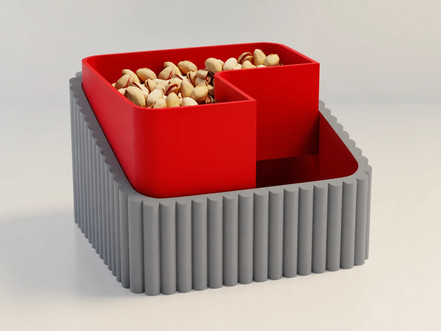 3D Baskı Fıstık Kasesi - Çift Hazneli Kabuk Ayırıcı Sunum Kasesi - Gri Kırmızı 3D Baskı Fıstık Kasesi - Çift Hazneli Kabuk Ayırıcı Sunum Kasesi - Gri Kırmızı