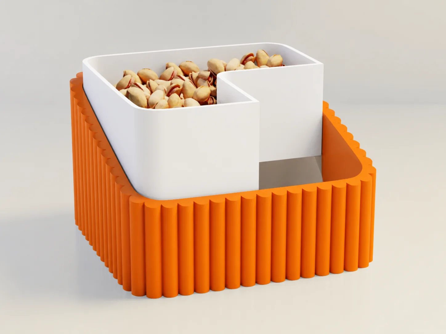 3D Baskı Fıstık Kasesi - Çift Hazneli Kabuk Ayırıcı Sunum Kasesi - Turuncu Beyaz 3D Baskı Fıstık Kasesi - Çift Hazneli Kabuk Ayırıcı Sunum Kasesi - Turuncu Beyaz
