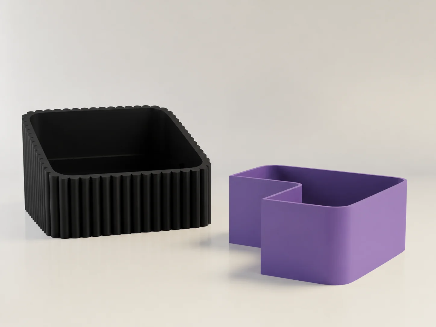 3D Baskı Fıstık Kasesi - Çift Hazneli Kabuk Ayırıcı Sunum Kasesi - Siyah Mor