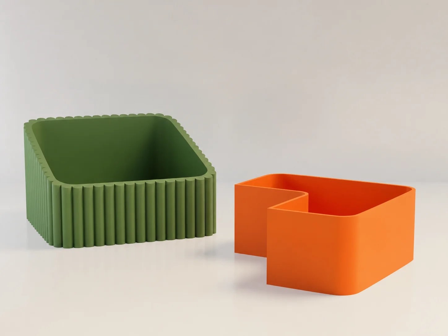 3D Baskı Fıstık Kasesi - Çift Hazneli Kabuk Ayırıcı Sunum Kasesi - Yeşil Turuncu