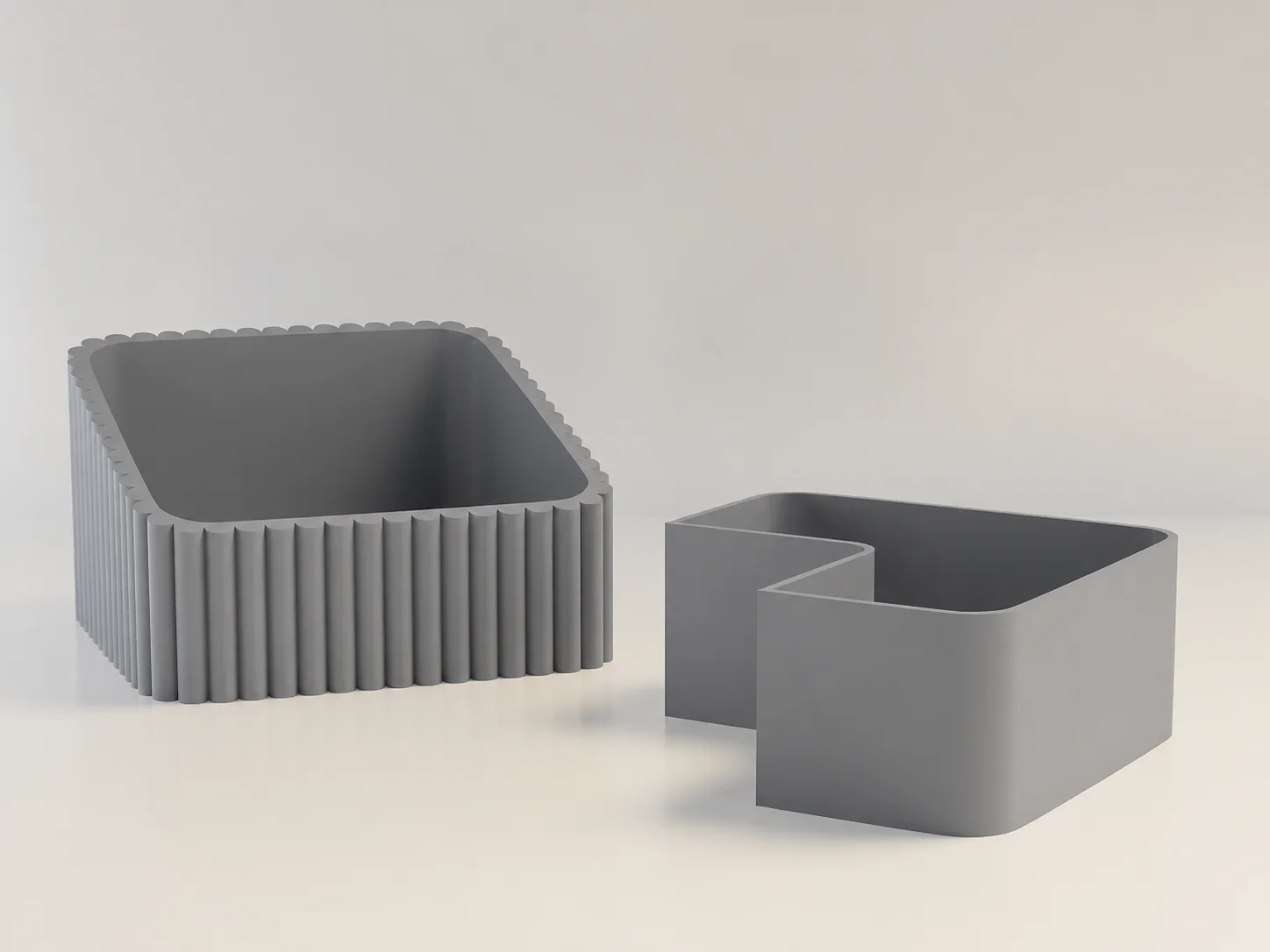 3D Baskı Fıstık Kasesi - Çift Hazneli Kabuk Ayırıcı Sunum Kasesi - Gri Gri