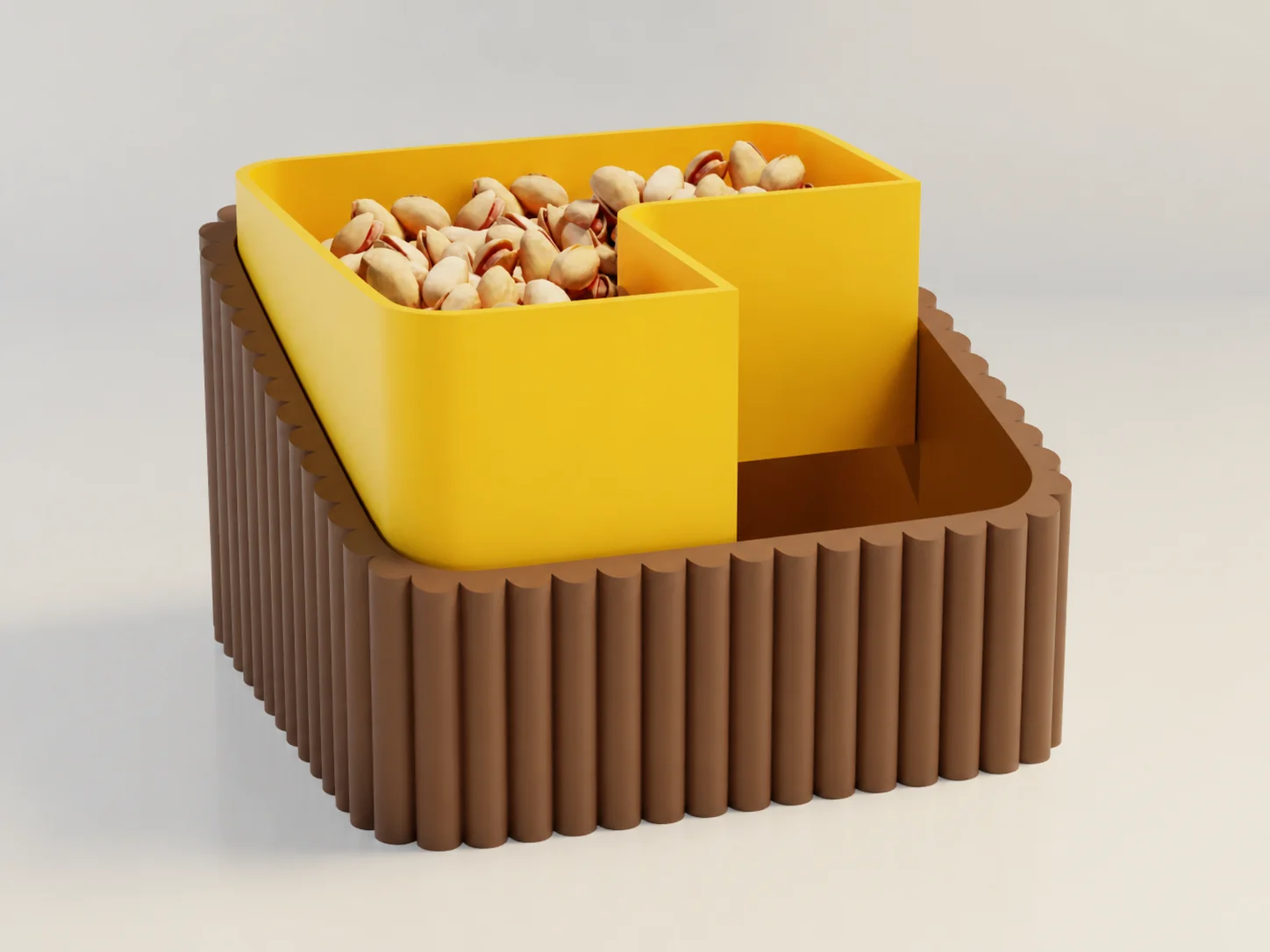 3D Baskı Fıstık Kasesi - Çift Hazneli Kabuk Ayırıcı Sunum Kasesi - Kahverengi Sarı 3D Baskı Fıstık Kasesi - Çift Hazneli Kabuk Ayırıcı Sunum Kasesi - Kahverengi Sarı