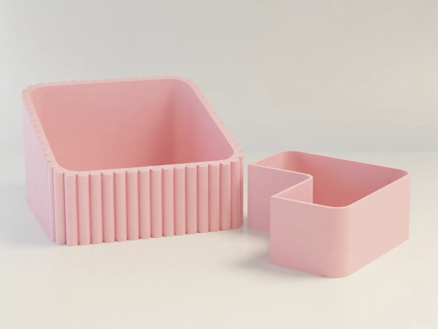 3D Baskı Fıstık Kasesi - Çift Hazneli Kabuk Ayırıcı Sunum Kasesi - Pembe Pembe