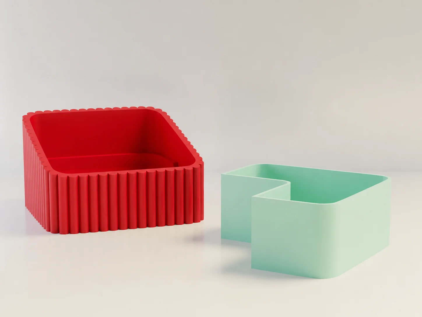 3D Baskı Fıstık Kasesi - Çift Hazneli Kabuk Ayırıcı Sunum Kasesi - Kırmızı Mint