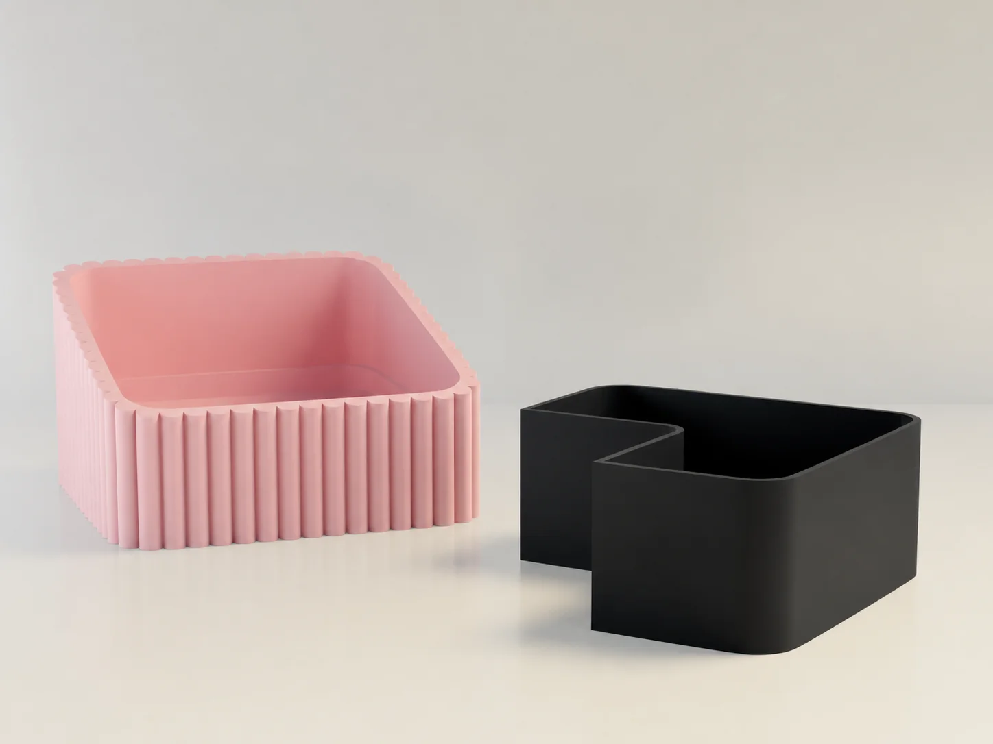 3D Baskı Fıstık Kasesi - Çift Hazneli Kabuk Ayırıcı Sunum Kasesi - Pembe Siyah