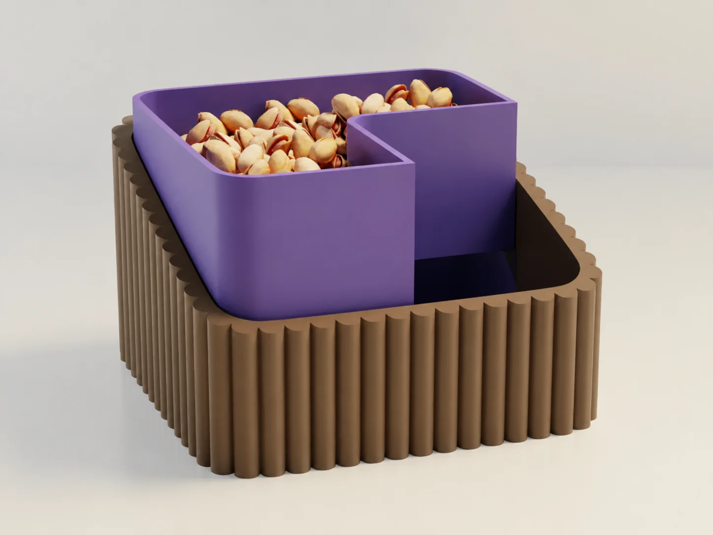3D Baskı Fıstık Kasesi - Çift Hazneli Kabuk Ayırıcı Sunum Kasesi - Kahverengi Mor 3D Baskı Fıstık Kasesi - Çift Hazneli Kabuk Ayırıcı Sunum Kasesi - Kahverengi Mor