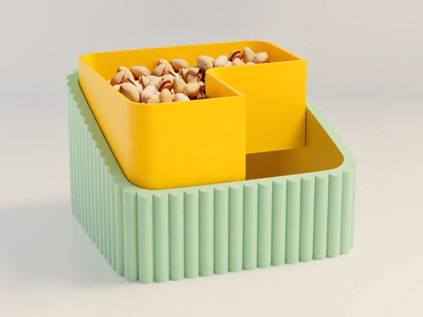 3D Baskı Fıstık Kasesi - Çift Hazneli Kabuk Ayırıcı Sunum Kasesi - Mint Sarı 3D Baskı Fıstık Kasesi - Çift Hazneli Kabuk Ayırıcı Sunum Kasesi - Mint Sarı
