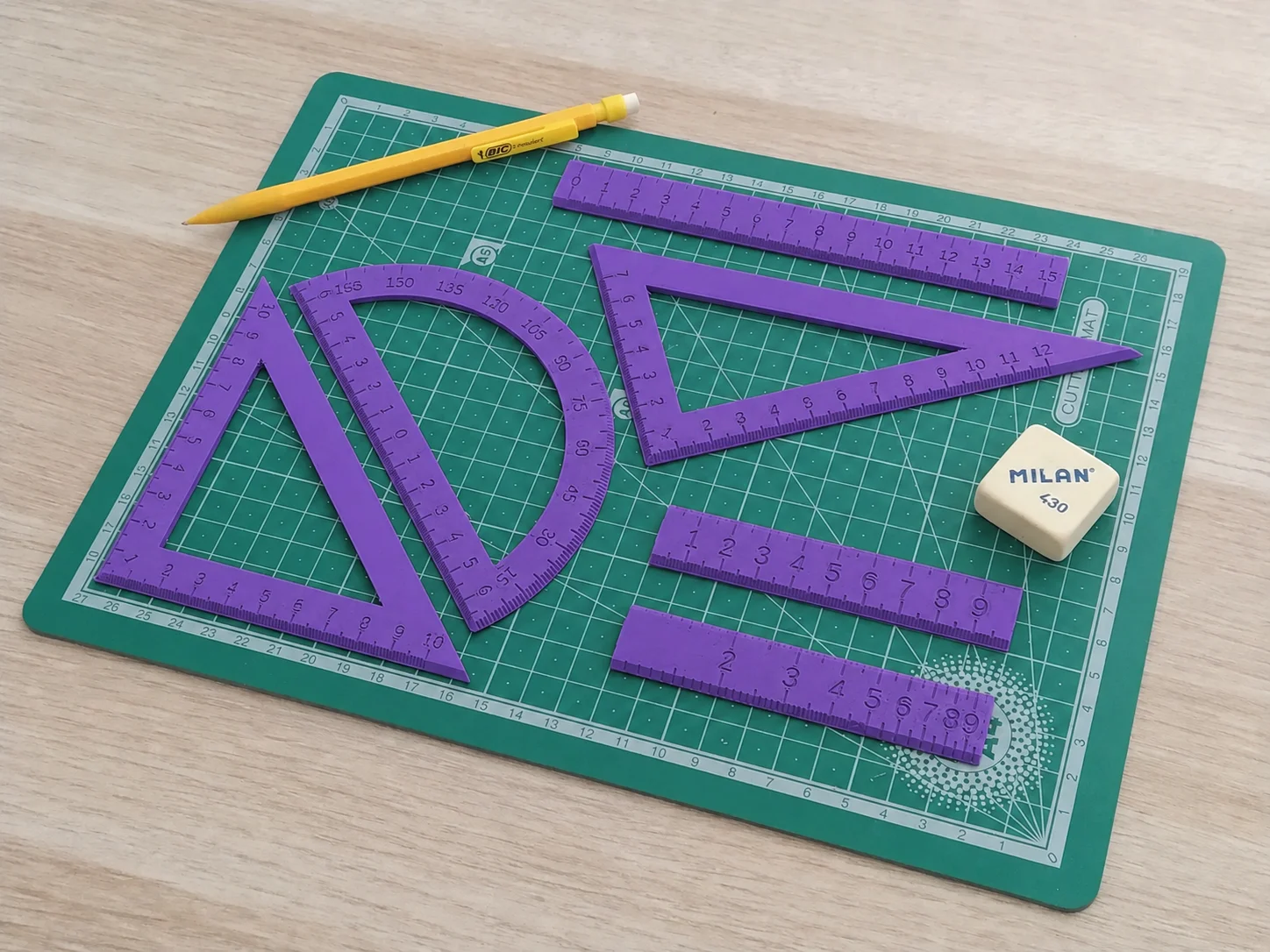 3D Baskı Geometri Cetvel Seti - İletki, Gönye ve Ölçüm Araçları - Mor 3D Baskı Geometri Cetvel Seti - İletki, Gönye ve Ölçüm Araçları - Mor