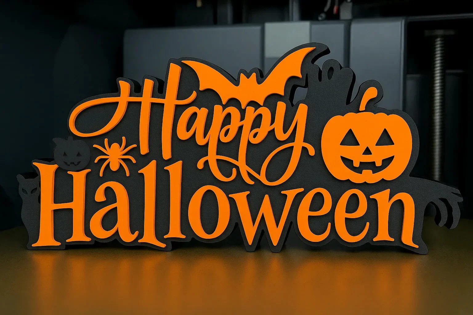3D Baskı Happy Halloween El Yazısı Masa Süsü Katmanlı Yarasa Balkabağı Örümcek Dekor Turuncu Siyah 3D Baskı Happy Halloween El Yazısı Masa Süsü Katmanlı Yarasa Balkabağı Örümcek Dekor Turuncu Siyah