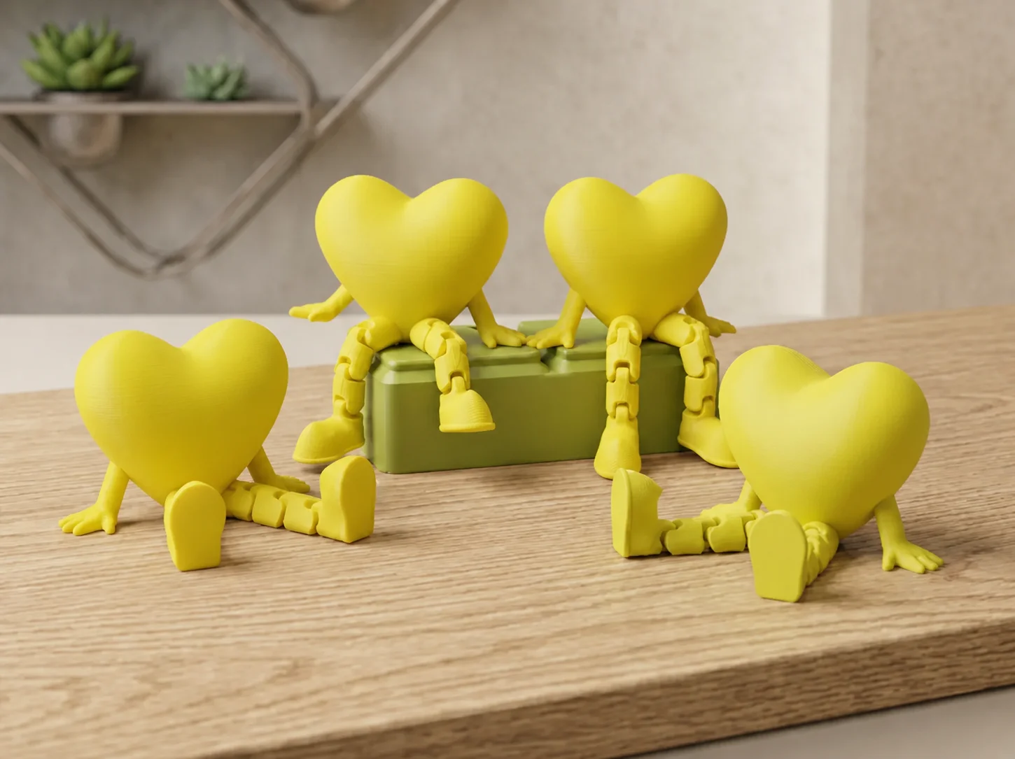 3D Baskı Hareketli Kalp Figürü - Eklemli Dekoratif Oyuncak (1 Adet)-Sarı 3D Baskı Hareketli Kalp Figürü - Eklemli Dekoratif Oyuncak (1 Adet)-Sarı