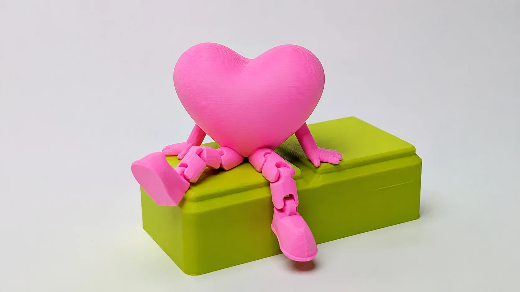 3D Baskı Hareketli Kalp Figürü - Eklemli Dekoratif Oyuncak (1 Adet)-Pembe
