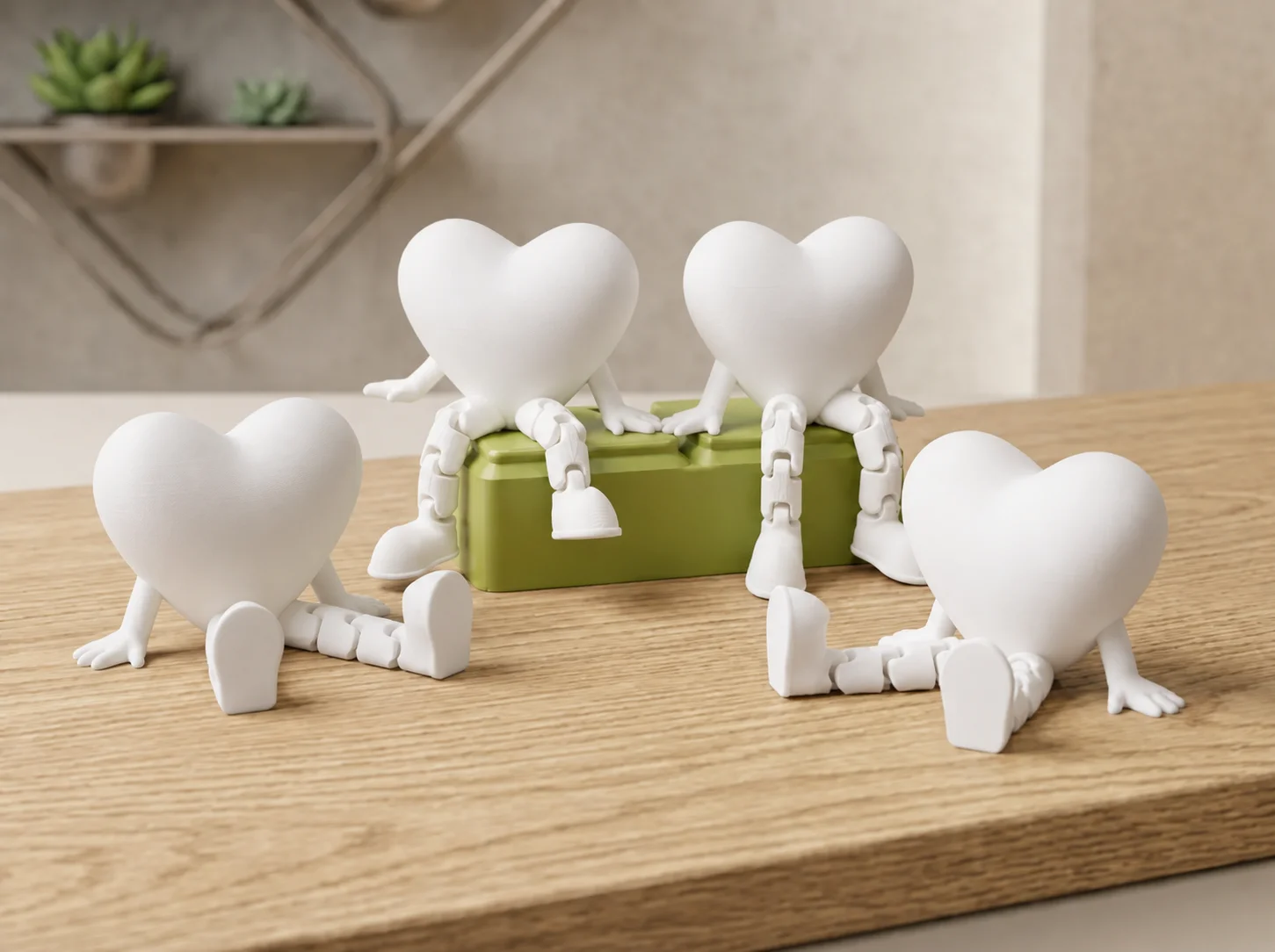3D Baskı Hareketli Kalp Figürü - Eklemli Dekoratif Oyuncak (1 Adet)-Beyaz 3D Baskı Hareketli Kalp Figürü - Eklemli Dekoratif Oyuncak (1 Adet)-Beyaz