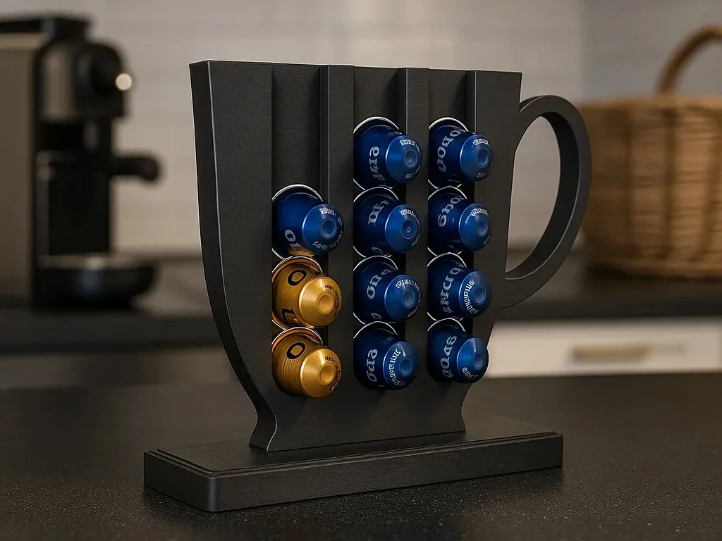 3D Baskı Kahve Kapsül Standı Tezgah Üstü Kapsül Organizer Düzenleyici Kupa Formlu Dekoratif Siyah 3D Baskı Kahve Kapsül Standı Tezgah Üstü Kapsül Organizer Düzenleyici Kupa Formlu Dekoratif Siyah