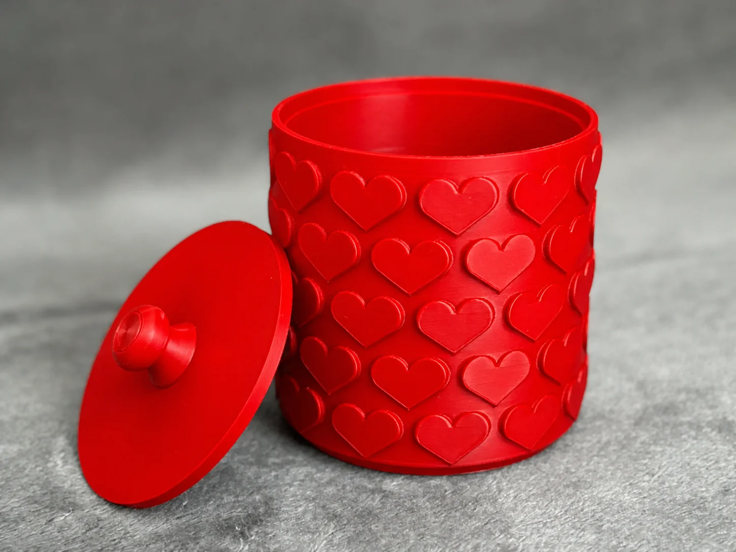3D Baskı Kalp Desenli Kapaklı Saklama Kutusu - İki Renkli Organizer - Kırmızı 3D Baskı Kalp Desenli Kapaklı Saklama Kutusu - İki Renkli Organizer - Kırmızı