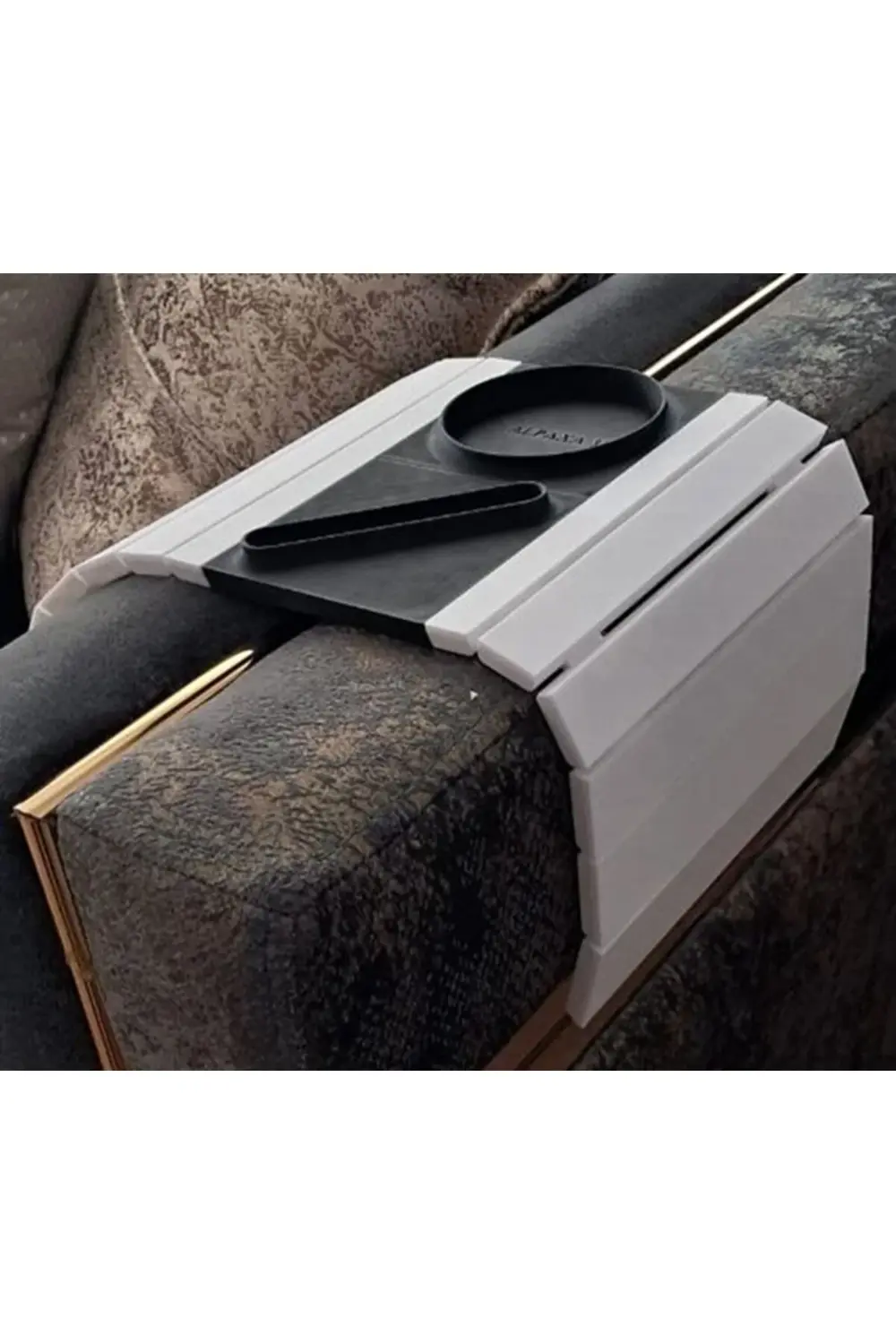 3D Baskı Koltuk Kenarı Bardaklıklı Pratik Sehpa – Esnek Katlanabi