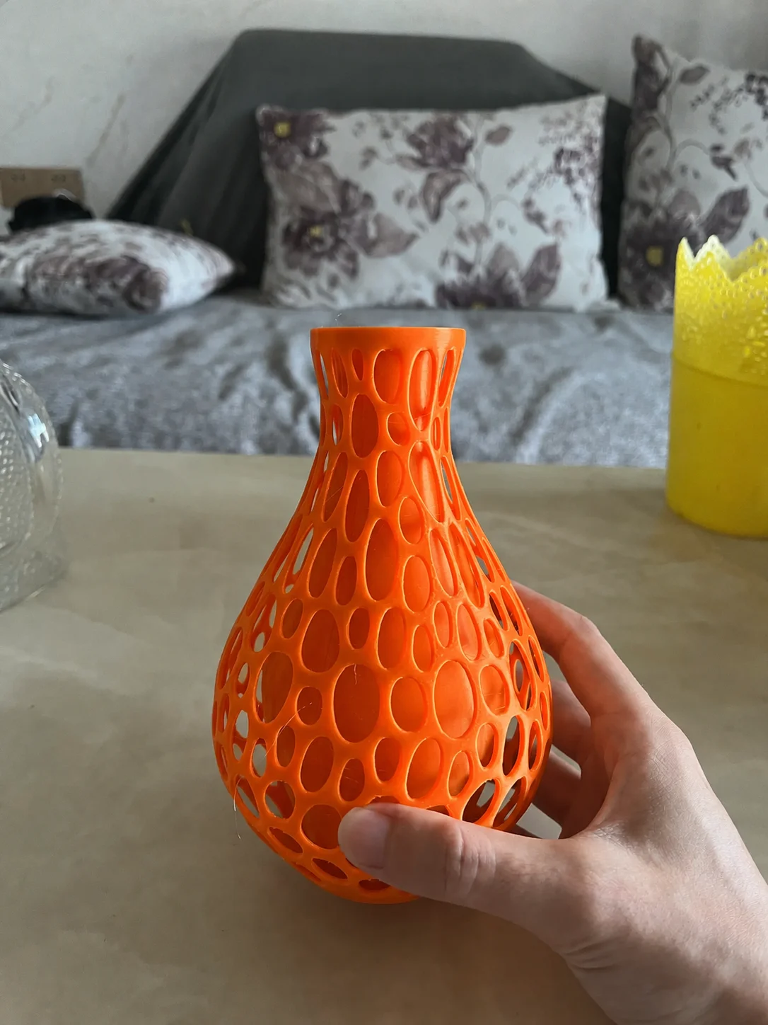 3D Baskı Petek Dokulu Vazo - Delikli Dekoratif Vazo-Turuncu 3D Baskı Petek Dokulu Vazo - Delikli Dekoratif Vazo-Turuncu