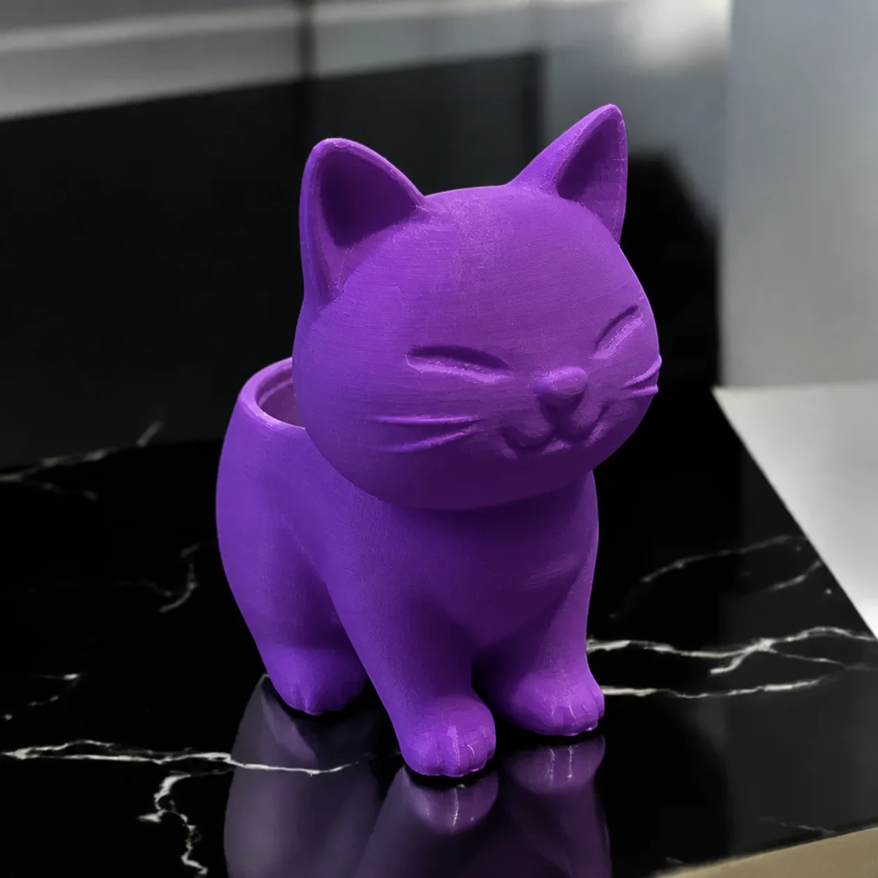 3D Baskı Sevimli Kedi Saksı - Figürlü Sukulent Saksısı-Mor 3D Baskı Sevimli Kedi Saksı - Figürlü Sukulent Saksısı-Mor