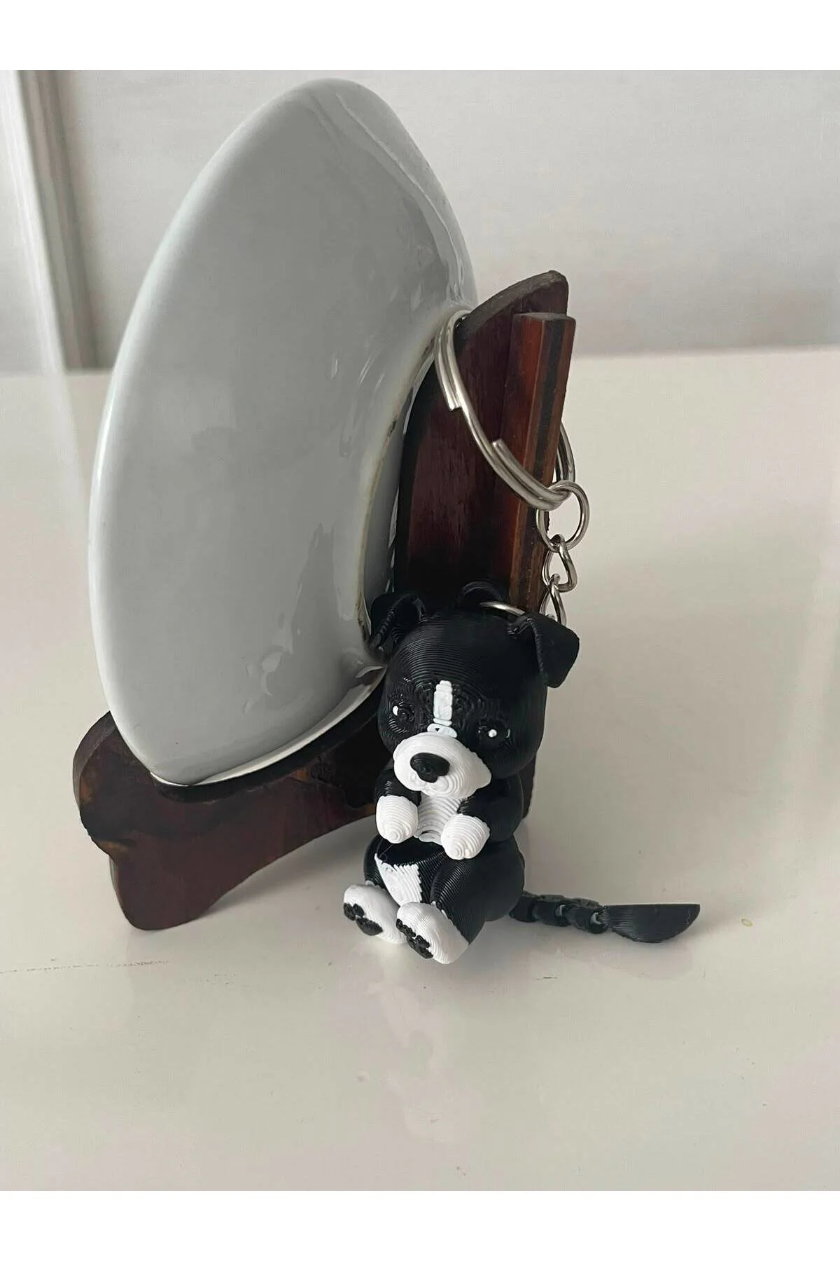 3D Baskı Sevimli Köpek Anahtarlık | Hareketli Eklemli Mini Figür | Siyah Beyaz 3D Baskı Sevimli Köpek Anahtarlık | Hareketli Eklemli Mini Figür | Siyah Beyaz