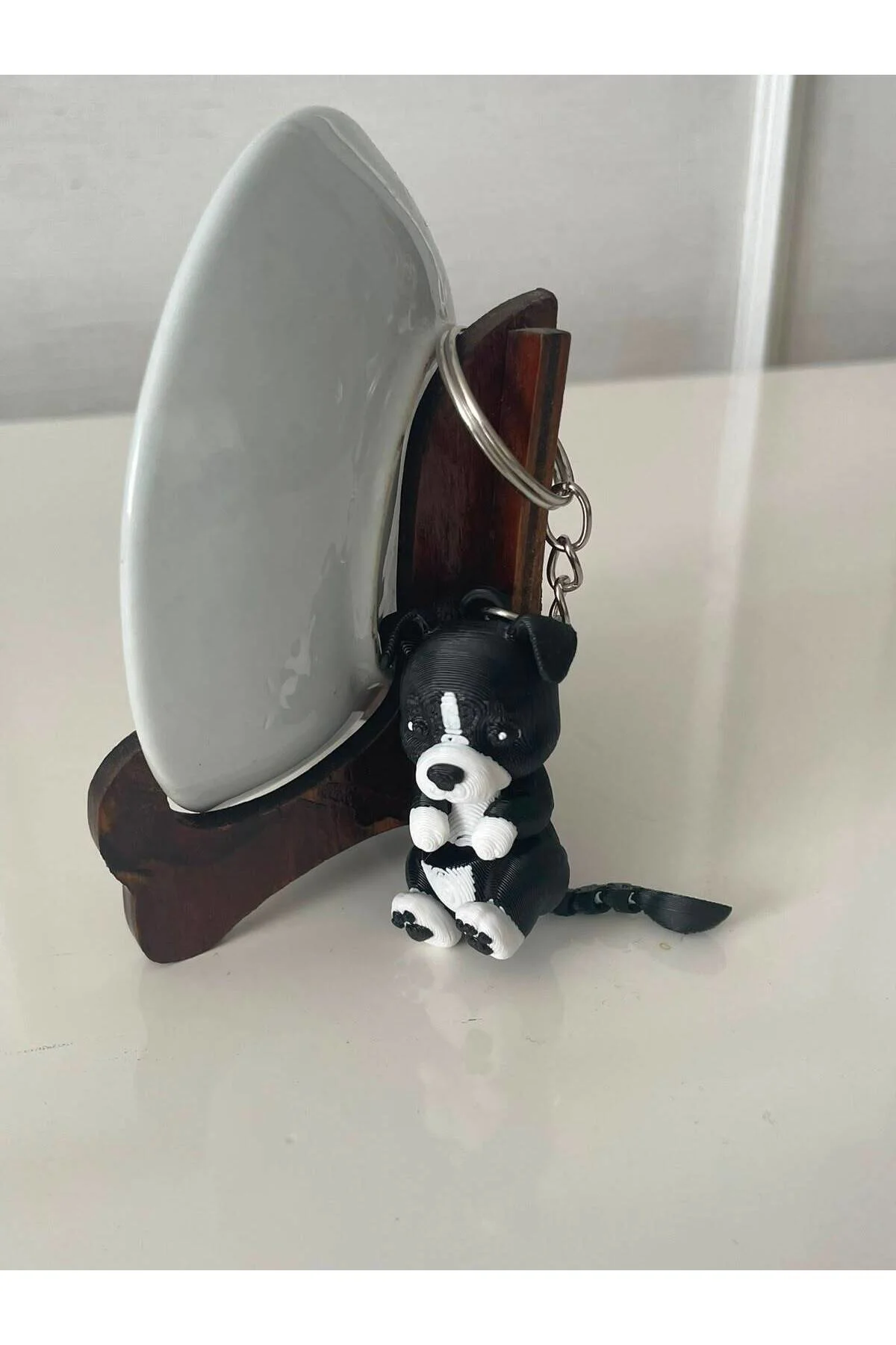 3D Baskı Sevimli Köpek Anahtarlık | Hareketli Eklemli Mini Figür | Siyah Beyaz 3D Baskı Sevimli Köpek Anahtarlık | Hareketli Eklemli Mini Figür | Siyah Beyaz