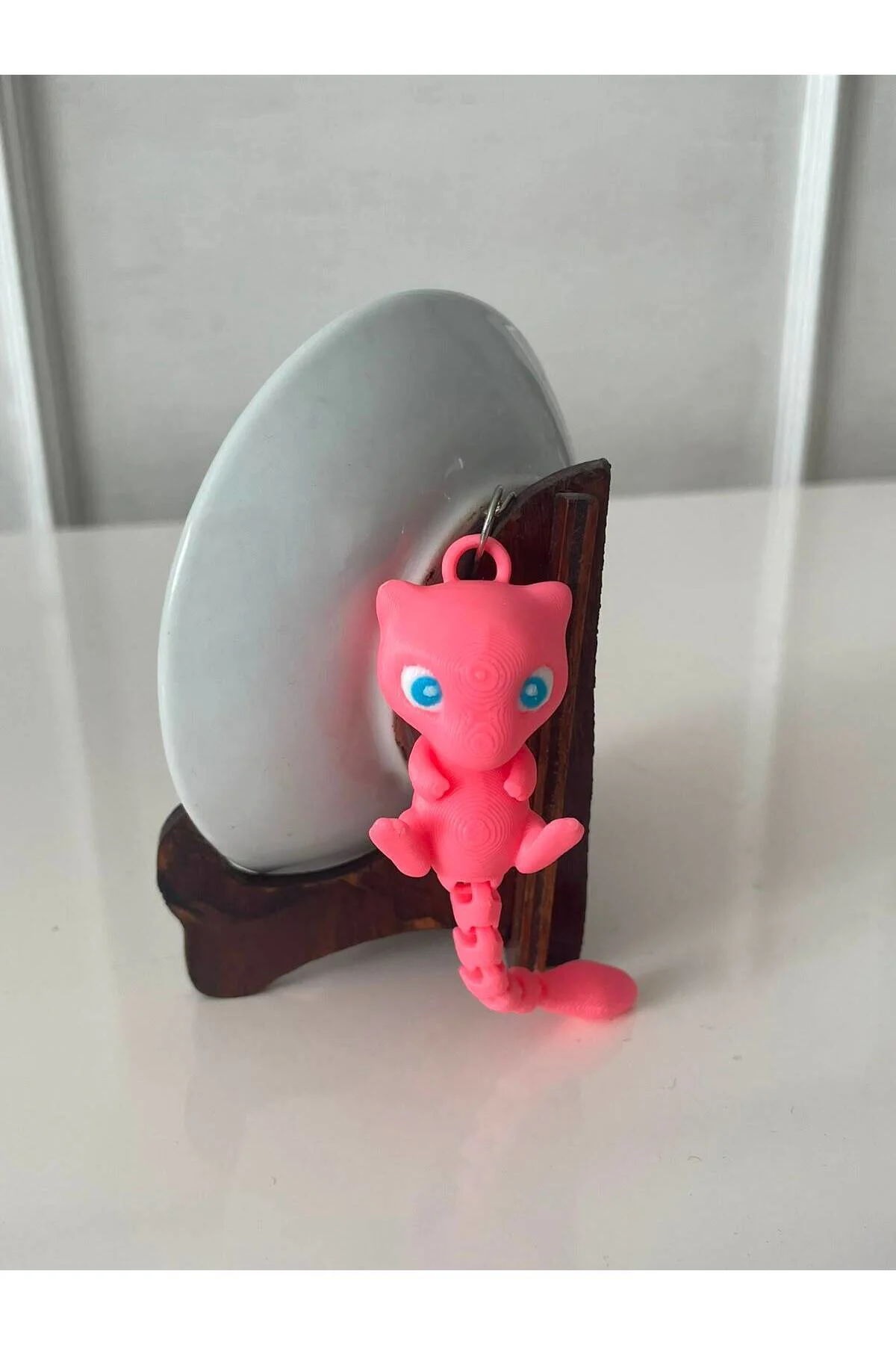3D Baskı Sevimli Pembe Fantastik Canlı Anahtarlık | Hareketli Kuyruklu Mini Figür