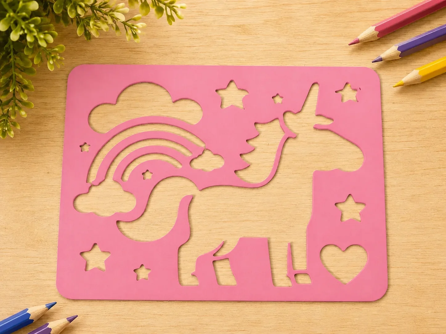 3D Baskı Unicorn ve Gökkuşağı Çizim Şablonu - Desen Kalıbı - Pembe 3D Baskı Unicorn ve Gökkuşağı Çizim Şablonu - Desen Kalıbı - Pembe