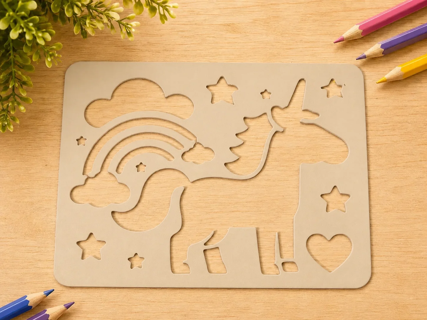 3D Baskı Unicorn ve Gökkuşağı Çizim Şablonu - Desen Kalıbı - Bej 3D Baskı Unicorn ve Gökkuşağı Çizim Şablonu - Desen Kalıbı - Bej