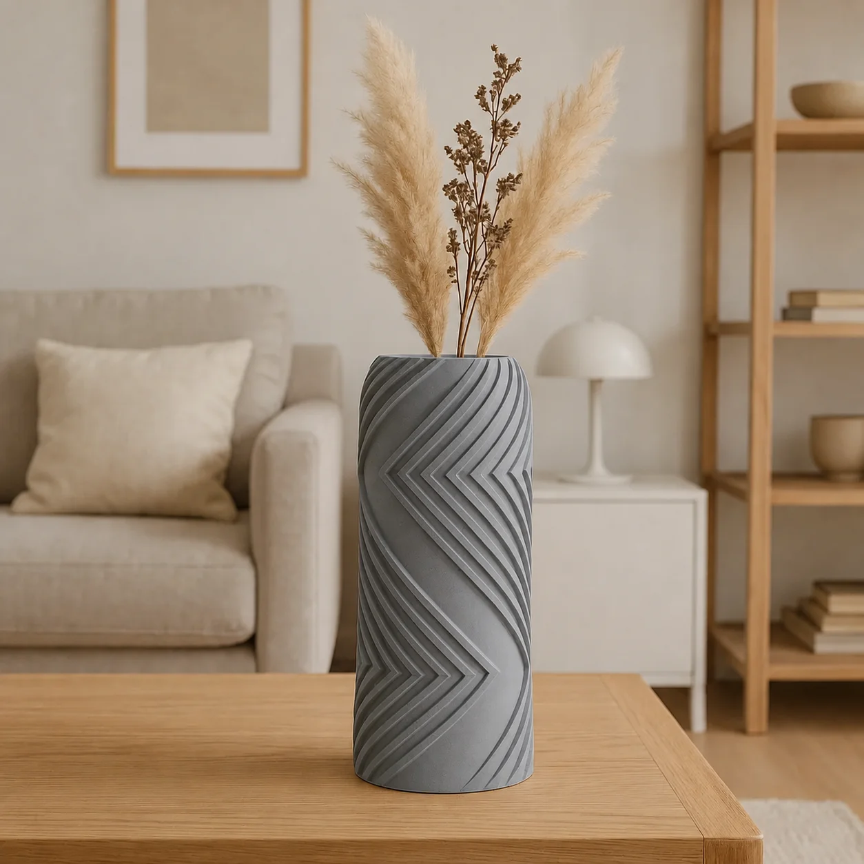 3D Baskı Vector Vazo - Geometrik Çizgili Dekoratif Vazo-Gri 3D Baskı Vector Vazo - Geometrik Çizgili Dekoratif Vazo-Gri