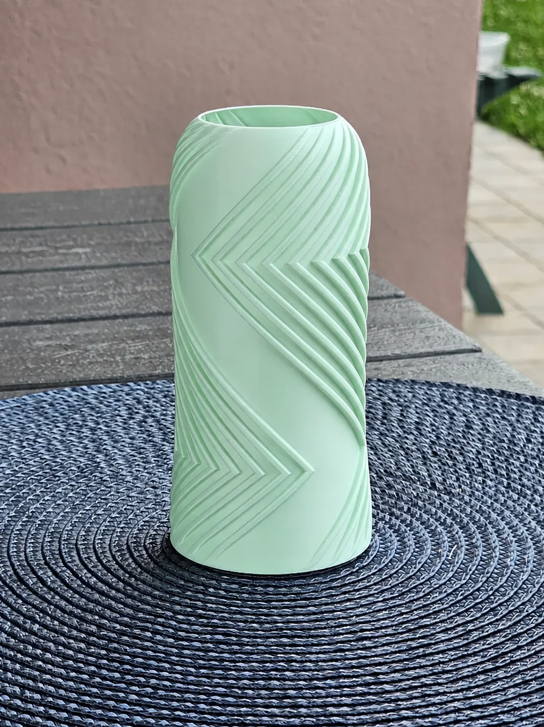 3D Baskı Vector Vazo - Geometrik Çizgili Dekoratif Vazo-Mint