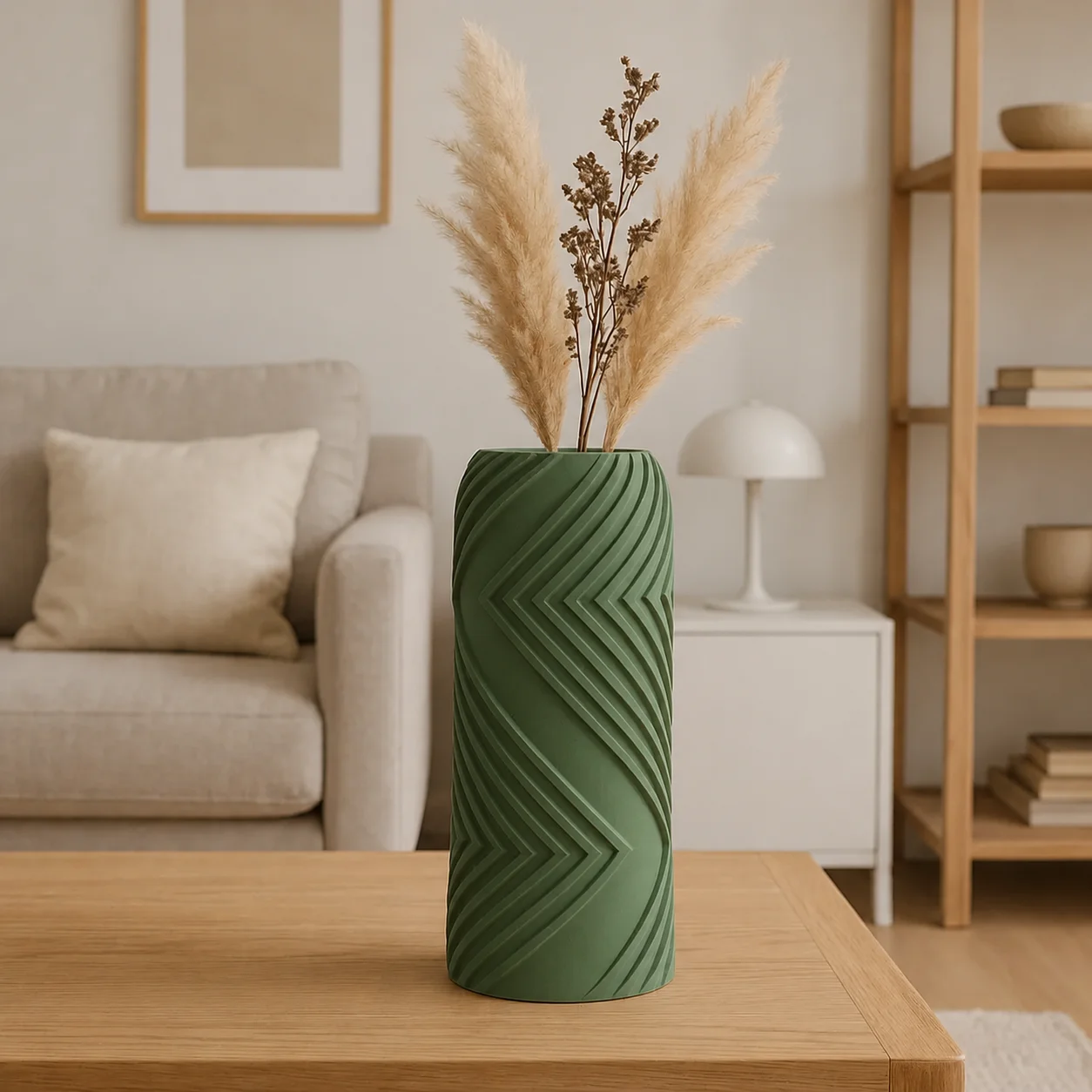 3D Baskı Vector Vazo - Geometrik Çizgili Dekoratif Vazo-Yeşil 3D Baskı Vector Vazo - Geometrik Çizgili Dekoratif Vazo-Yeşil