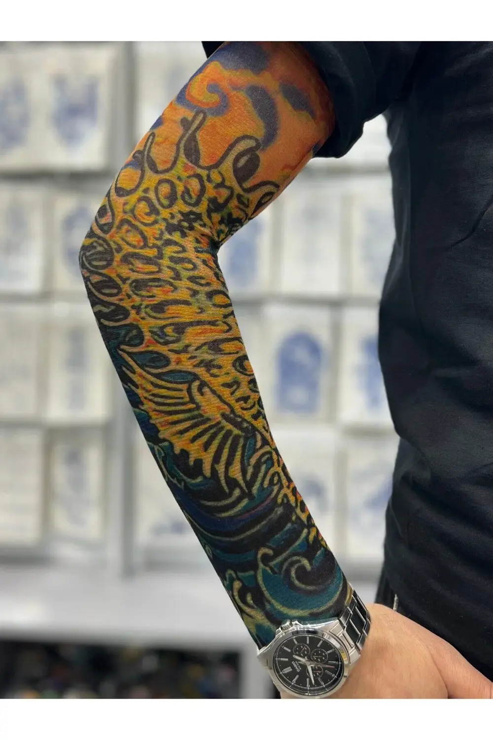 3d baskılı giyilebilir likralı yıkanabilir kol ve bacak dövmesi 1