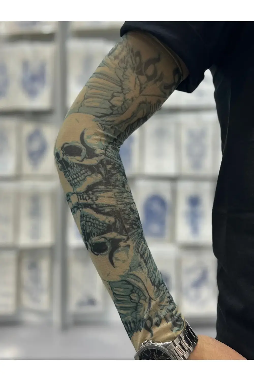 3d baskılı giyilebilir likralı yıkanabilir kol ve bacak dövmesi 1