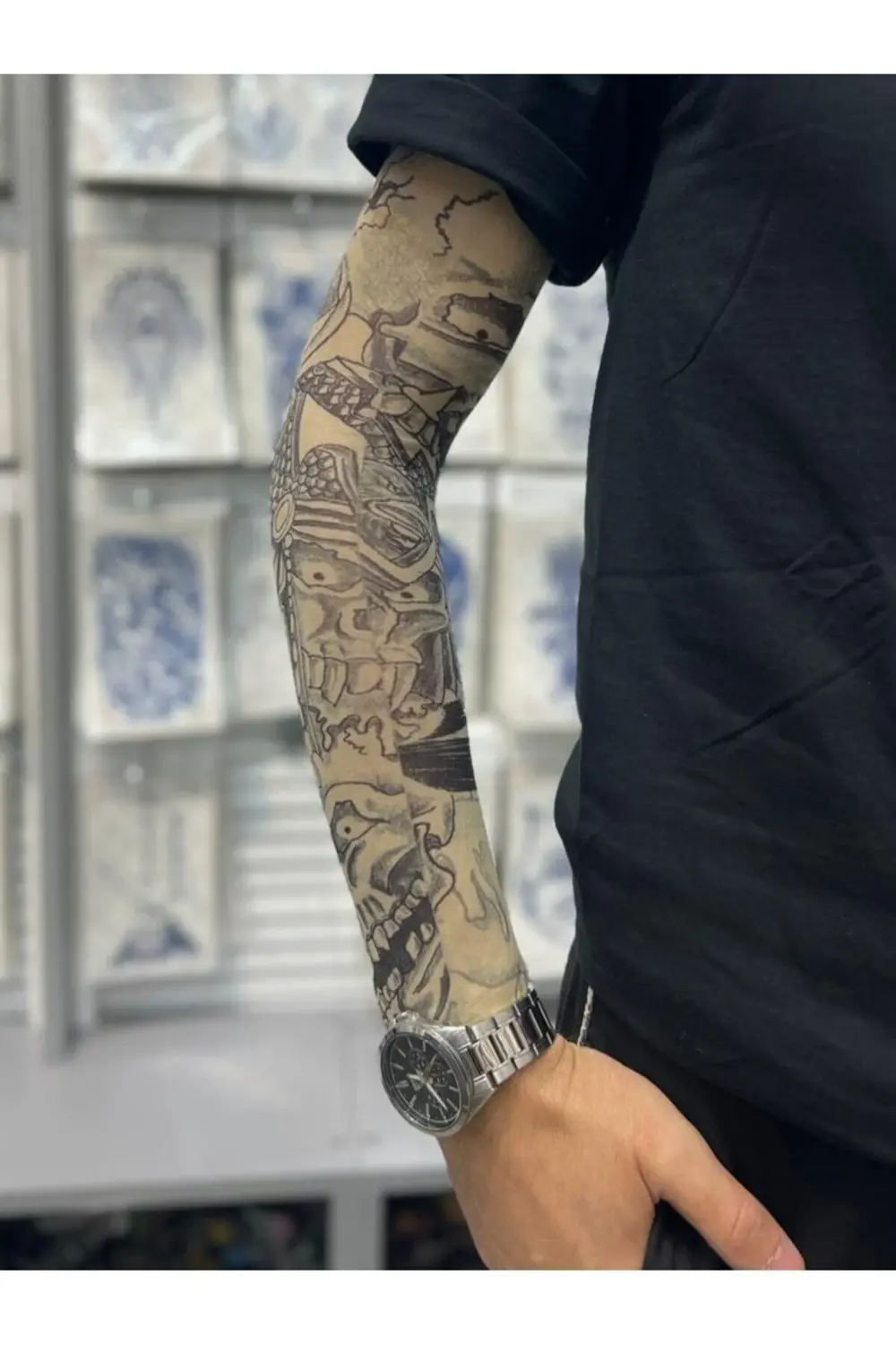 3d baskılı giyilebilir likralı yıkanabilir kol ve bacak dövmesi 1