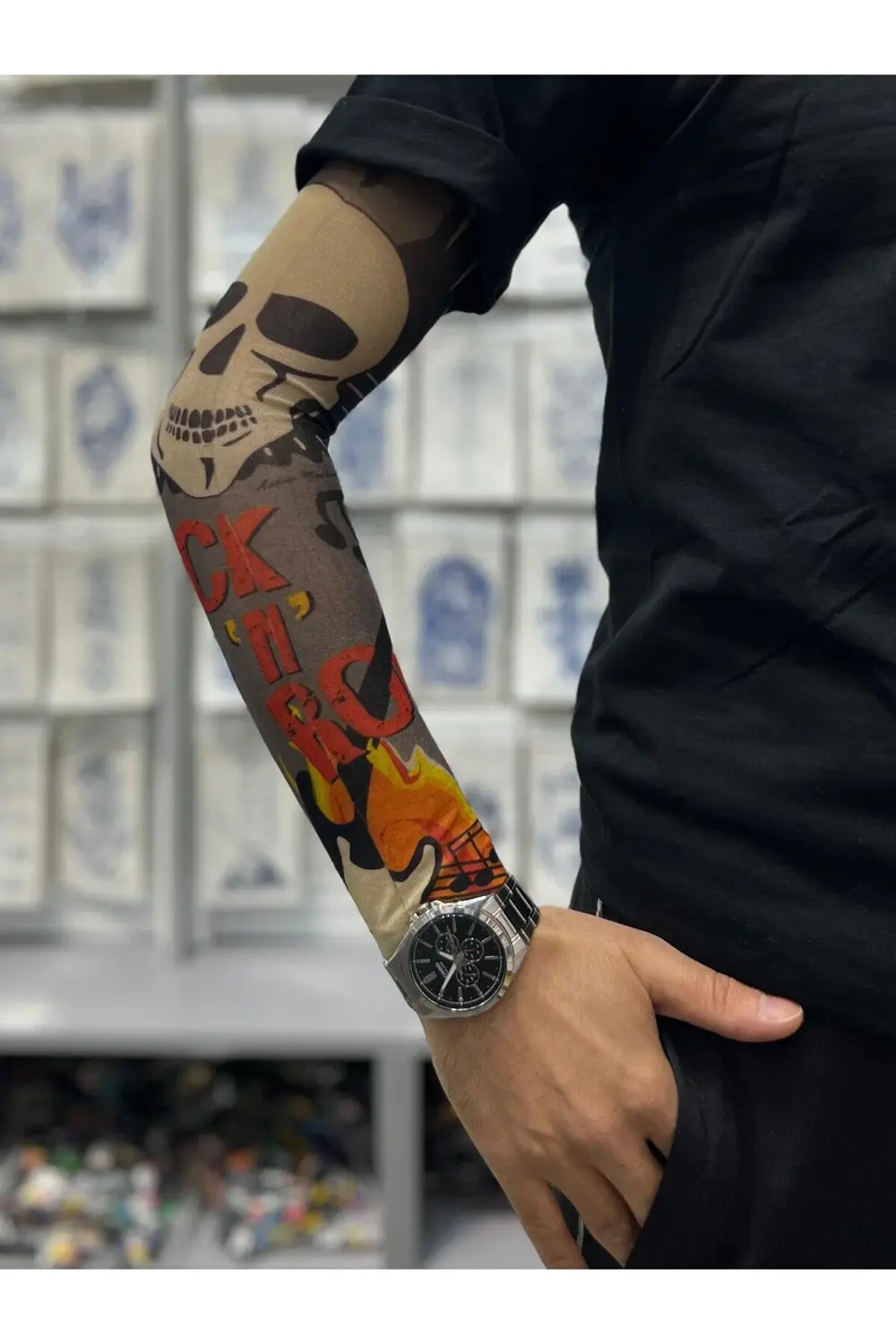 3d baskılı giyilebilir likralı yıkanabilir kol ve bacak dövmesi 1