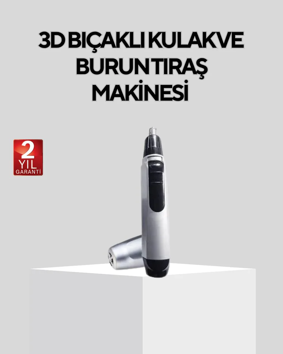 3D Bıçaklı Burun Kulak ve Kaş Tıraş Makinesi - Pil ile Çalışan ve Portable