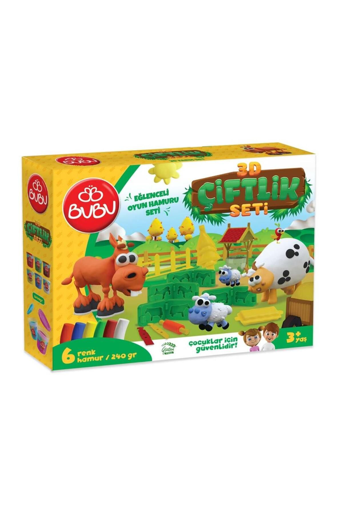 3d Çiftlik Oyun Hamuru Kalıbı Ve 6 Renk Oyun Hamuru Seti