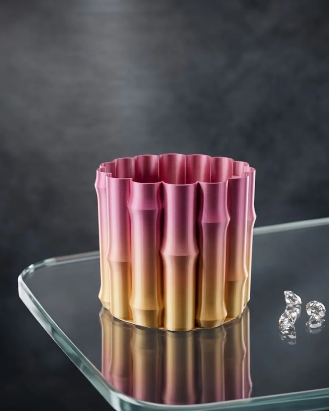 3D Dekoratif Mor Sarı Vazo Modern Tasarım Estetik Ev Aksesuarı